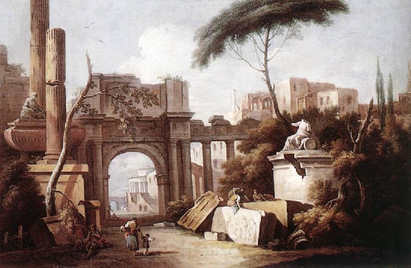 ZAIS, Giuseppe Ancient Ruins with a Great Arch and a Column Spain oil painting art